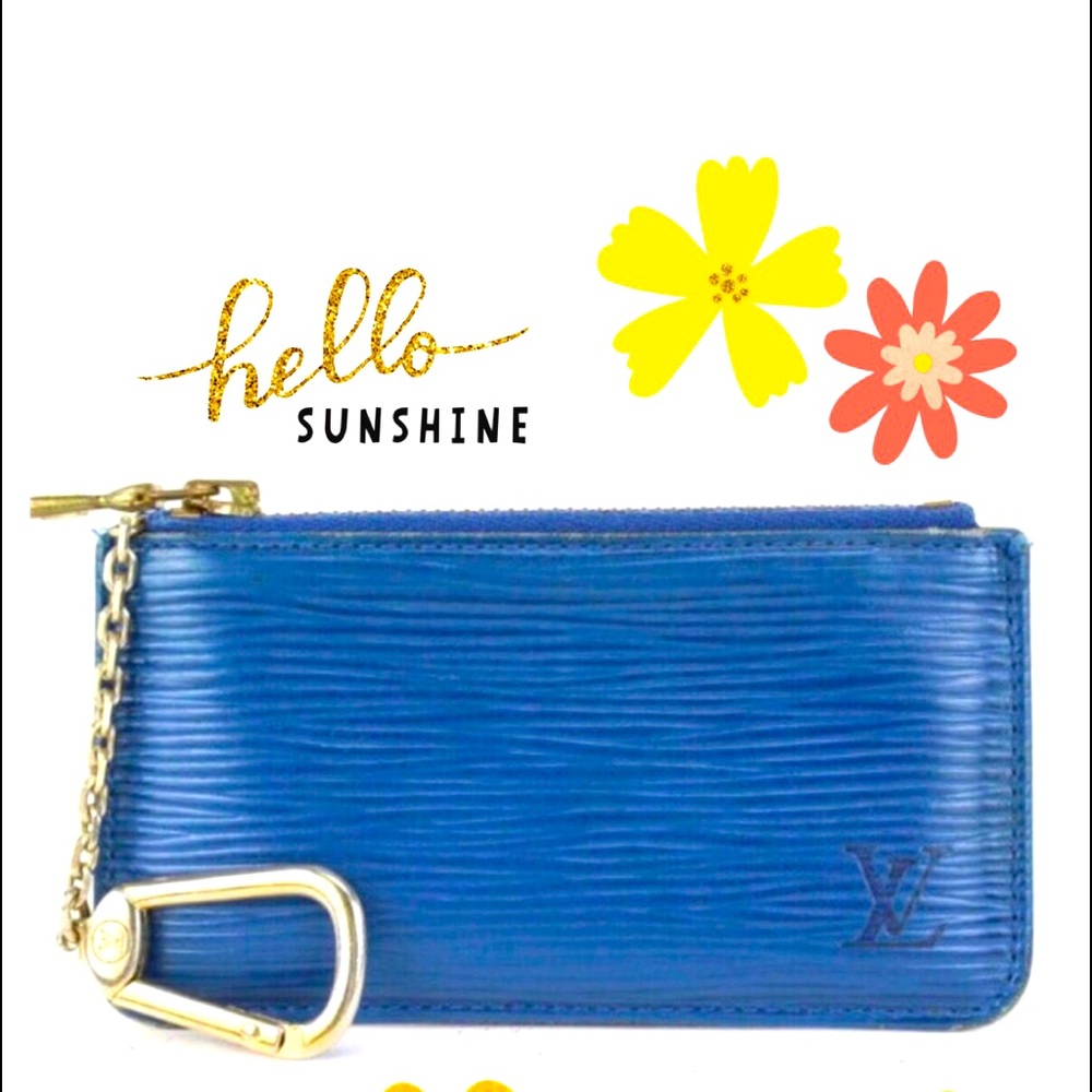 Louis Vuitton Blue Epi Leather Key Pouch Pochette Cles Keychain